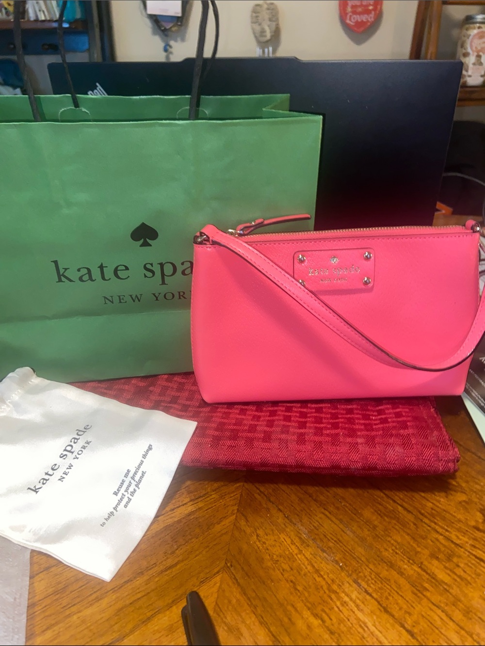 kate spade Hot Pink Leather Large Wristlet